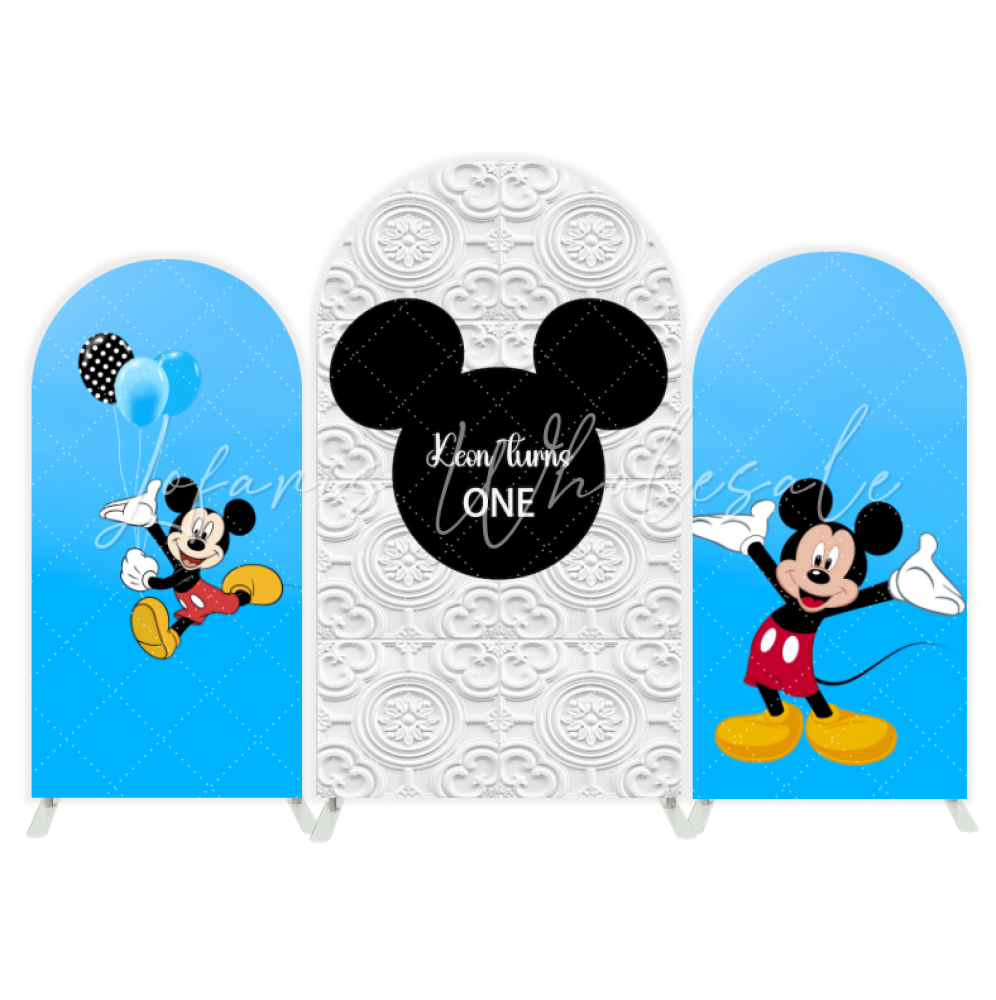 Mickey Maus Thema Geburtstagsparty Bogenhintergrund Wandbezug Klassisch Rot Schwarz Deko