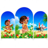 Moana Baby Theme Happy Birthday Party Bogenhintergrund Abdeckung Ozean Insel Fotohintergrund