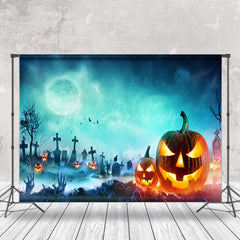 Mond Friedhof Kreuzen Monument Schläger Kürbis Hintergrund