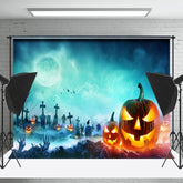 Mond Friedhof Kreuzen Monument Schläger Kürbis Hintergrund