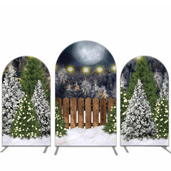 Mond Schnee Weihnachten Bäume Party Bogen Hintergrund Abdeckung