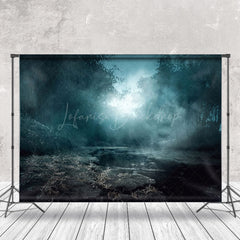Nacht Horror Teich Nebel Wald Halloween Hintergrund