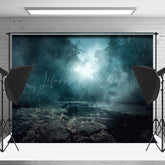 Nacht Horror Teich Nebel Wald Halloween Hintergrund