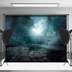 Nacht Horror Teich Nebel Wald Halloween Hintergrund