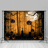 Orange Dunkel Nacht Wald Grab Spinne Halloween Hintergrund