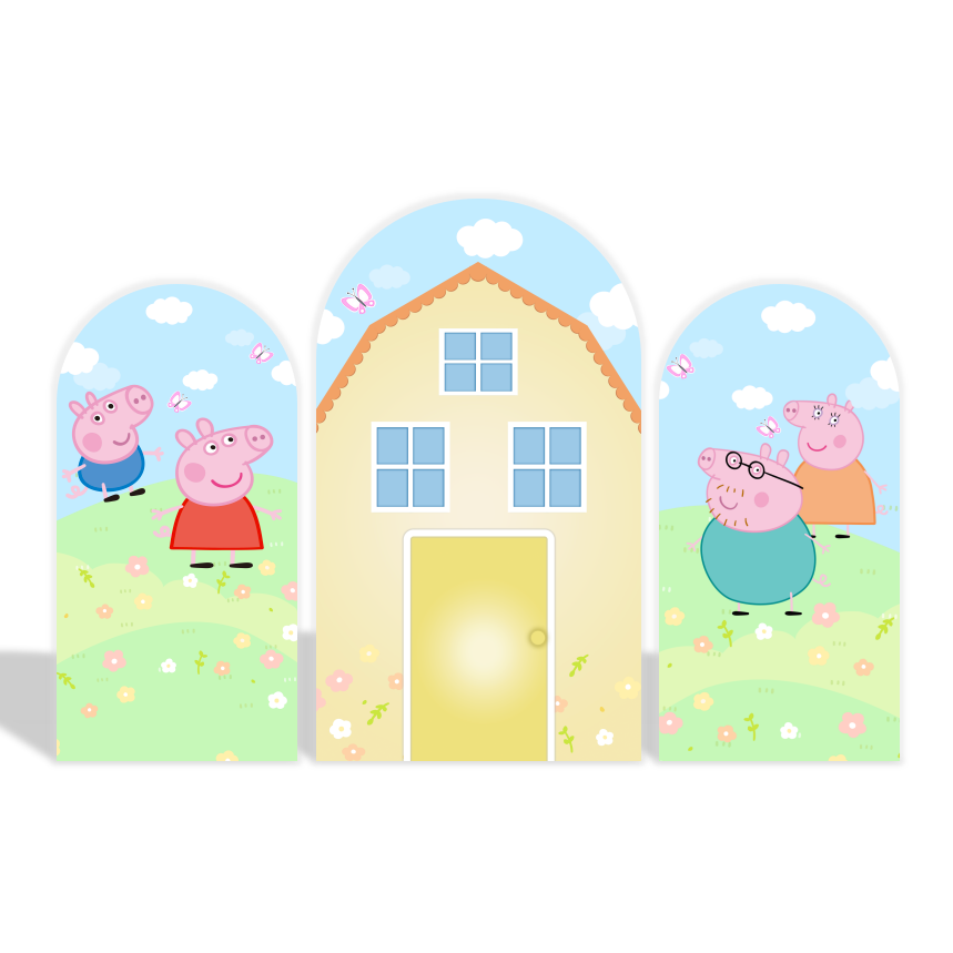 Peppa Pig Thema Bogenwand Abdeckung für Kindergeburtstag Party Deko Chiara Bogenhintergrund Stoff