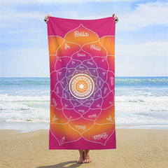 Personalisiert Gradient Mandala Blume Name Strand Handtuch