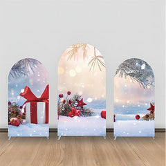 Kiefer Blätter Schnee Geschenk Sterne Bokeh Bogen Hintergrund Bausatz