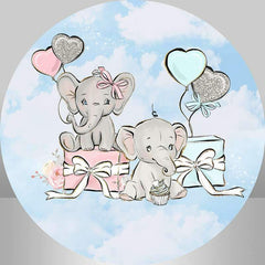 Rosa Und Blau Elefant Runden Hintergrund Für Baby Dusche