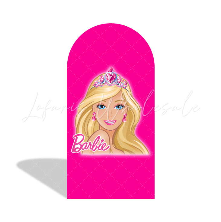 Pink Barbie Head Happy Birthday Party Bogenwand Abdeckung Profil Kopf Logo Mädchen Party Deko