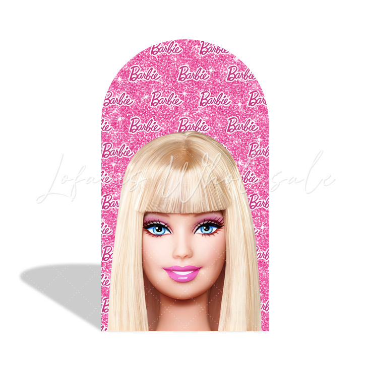 Pink Barbie Head Happy Birthday Party Bogenwand Abdeckung Profil Kopf Logo Mädchen Party Deko