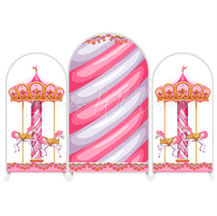 Pink Carousel Baby Shower Birthday Party Bogenwand Abdeckung Karussell Pferd Jahrmarkt Deko