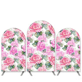 Rosa Blumen Grün Blätter Thema Hochzeit Bogen Hintergrund Bausatz