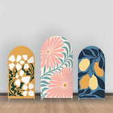 Rosa Blumen Zitrone Blätter Abstrakt Bogen Hintergrund Bausatz