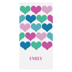 Rosa Grün Blau Herz Personalisiert Name Strand Handtuch