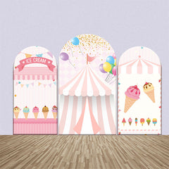 Rosa Eis Creme Ballon Flagge Zirkus Bogen Hintergrund Bausatz
