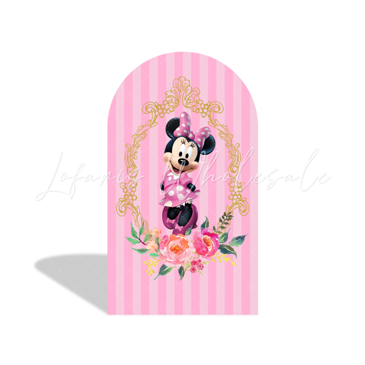 Pink Minnie Birthday Party Background Chiara Bogenhintergrund Abdeckung Rosa Mädchen Deko