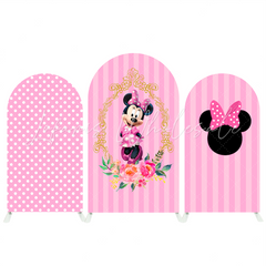 Pink Minnie Birthday Party Background Chiara Bogenhintergrund Abdeckung Rosa Mädchen Deko