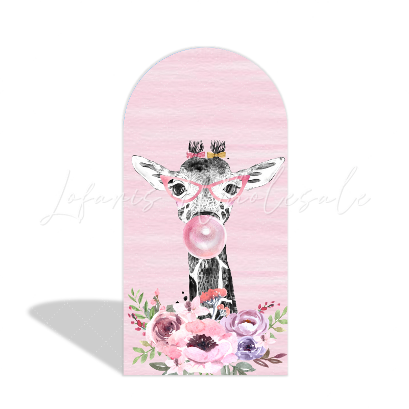 Pink Safari Animal Rosa Dschungel Tiere Happy Birthday Bogenhintergrund Abdeckung Mädchen