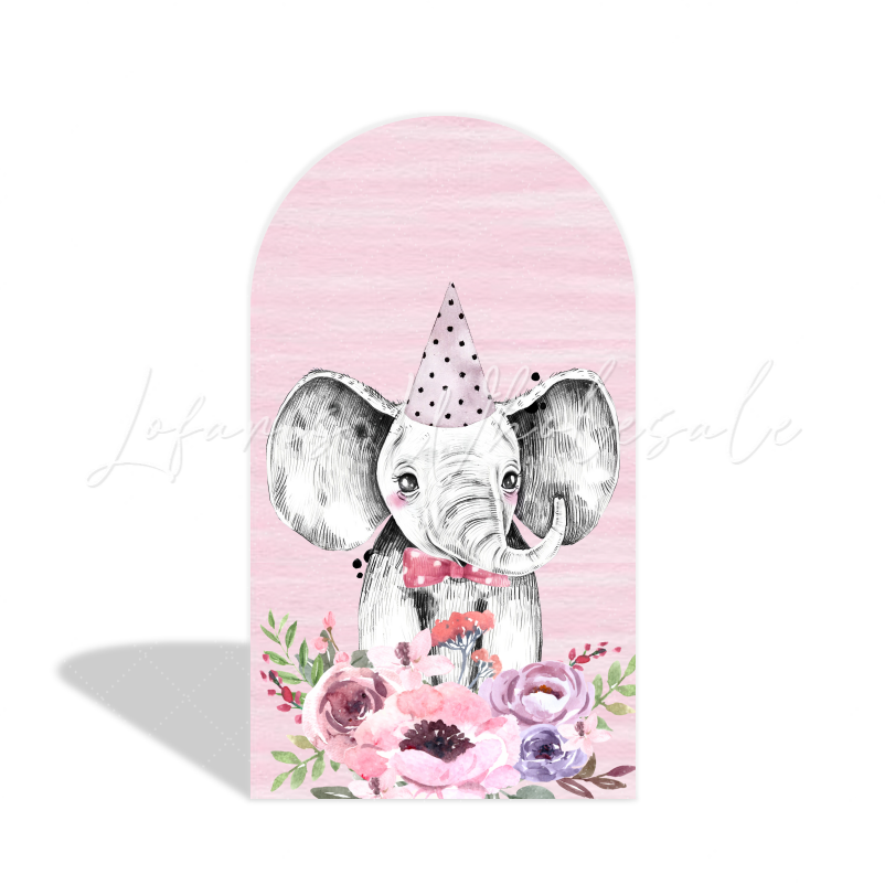 Pink Safari Animal Rosa Dschungel Tiere Happy Birthday Bogenhintergrund Abdeckung Mädchen