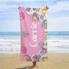 Rosa Sommer Thema Brauch Name Strand Handtuch