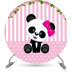 Rosa Weiß Blumen Panda Mädchen Runden Geburtstag Hintergrund