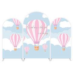 Pink Hot Air Balloon Arch Backdrop Wall Cloth Cover Bogenhintergrund Heißluftballon Babyparty