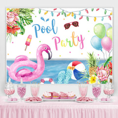 Schwimmbad Party Tropisch Pflanzen Und Flamingo Sommer Hintergrund