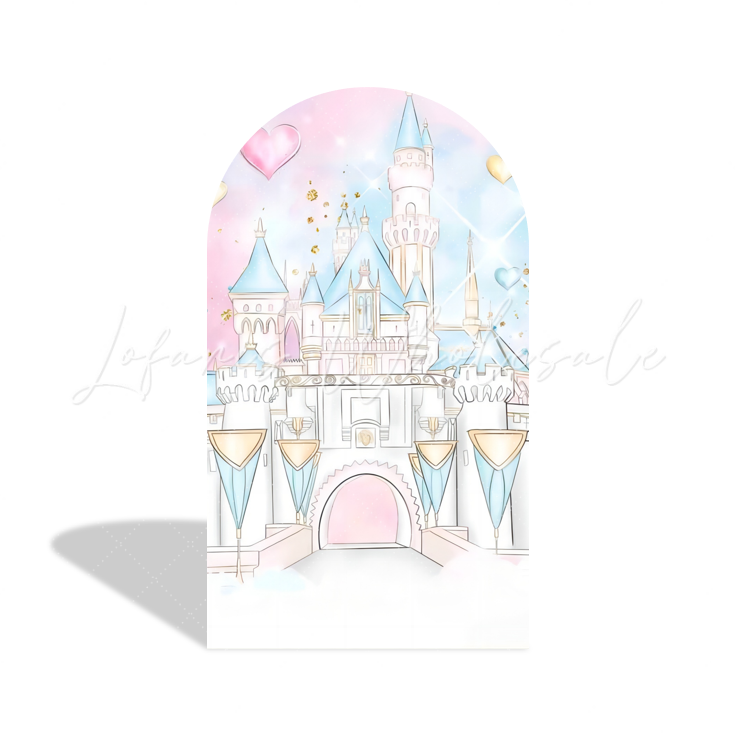 Princess Birthday Party Background Bogenwand Abdeckung Rosa Krone Gold Glitzer Mädchen Deko