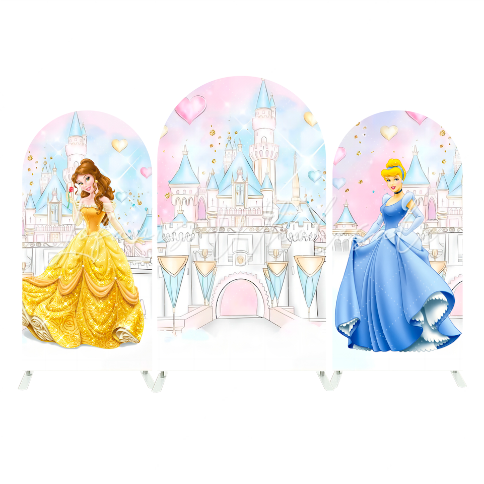 Princess Birthday Party Background Bogenwand Abdeckung Rosa Krone Gold Glitzer Mädchen Deko