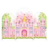 Princess Castle Happy Birthday Party Background Bogenhintergrund Abdeckung Burg Märchen Deko
