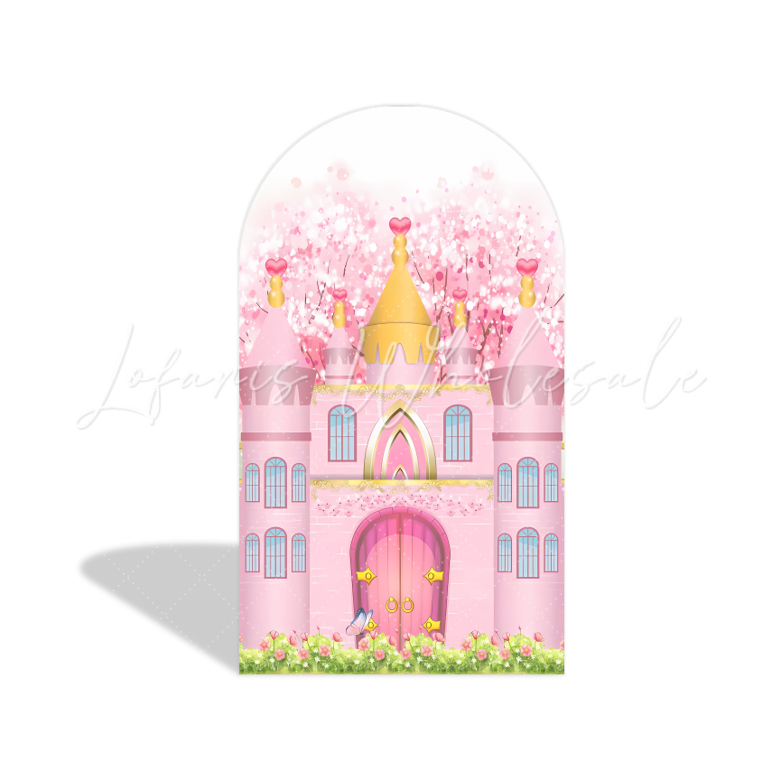 Princess Castle Happy Birthday Party Background Bogenhintergrund Abdeckung Burg Märchen Deko