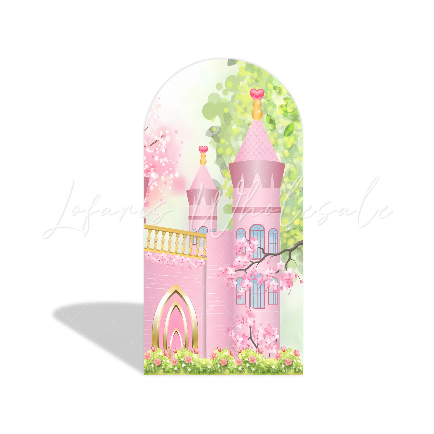 Princess Castle Happy Birthday Party Background Bogenhintergrund Abdeckung Burg Märchen Deko
