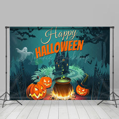 Kürbis Herrenhaus Schläger Glücklich Glücklich Halloween Party Hintergrund