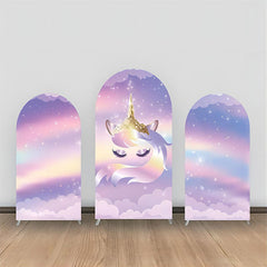 Lila Gold Regenbogen Einhorn Clould Bogen Hintergrund Bausatz