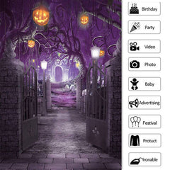 Lila Misty Nacht Kürbis Thema Halloween Hintergrund