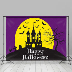 Lila Stimmung Berg Villa Schläger Glücklich Halloween Hintergrund