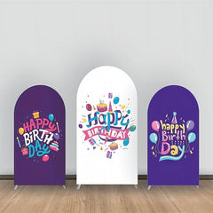 Lila Weiß Kuchen Ballon Geburtstag Bogen Hintergrund Bausatz