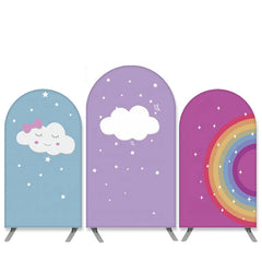 Regenbogen Und Wolke Thema Lila Blau Bogen Hintergrund Bausatz