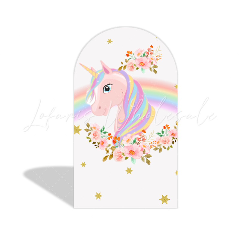 Rainbow Flora Unicorn Einhorn Blumen Regenbogen Happy Birthday Bogenwand Abdeckung Deko