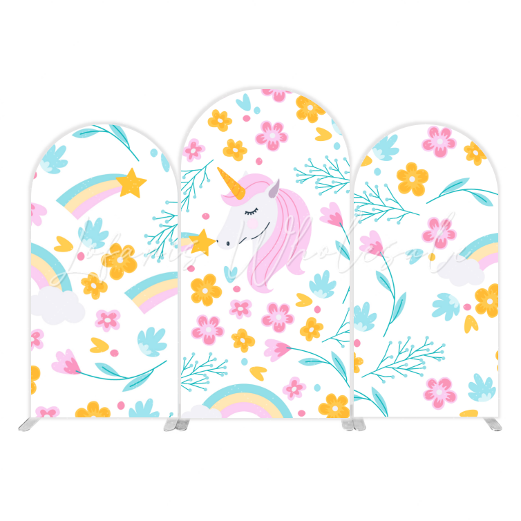 Rainbow Flora Unicorn Magisches Einhorn Happy Birthday Chiara Bogen Abdeckung Pastel Deko