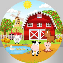 Rot Bauernhof Runden Hintergrund Für Kinder Glücklich Geburtstag Hintergrund