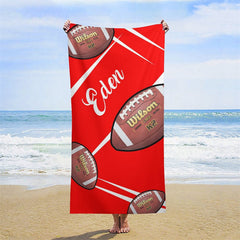 Rot Fußball Brauch Name Strand Handtuch Junge Geschenke