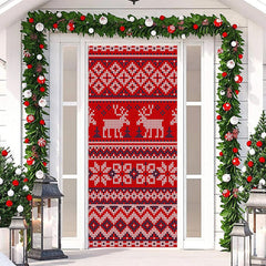 Rot Gestrickt Elch Warm Fröhlich Weihnachten Tür Abdeckung
