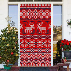 Rot Gestrickt Elch Warm Fröhlich Weihnachten Tür Abdeckung