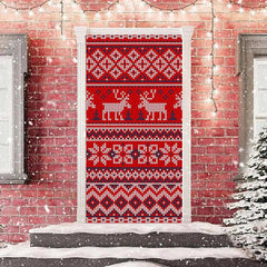 Rot Gestrickt Elch Warm Fröhlich Weihnachten Tür Abdeckung