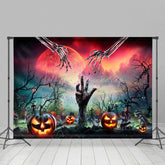 Rot Mond Grab Skeleton Hand Kürbis Halloween Hintergrund