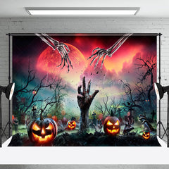 Rot Mond Grab Skeleton Hand Kürbis Halloween Hintergrund