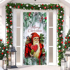 Rot Weihnachtsmann Klaus Grün Pflanzen Weihnachten Tür Abdeckung