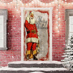 Rot Weihnachtsmann Klaus Papierartig Fröhlich Weihnachten Tür Abdeckung